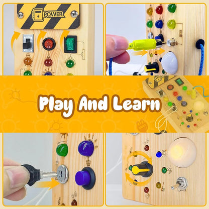 Montessori LED Light Control Busy Board - Sensory Toy for 2-4 Year Olds